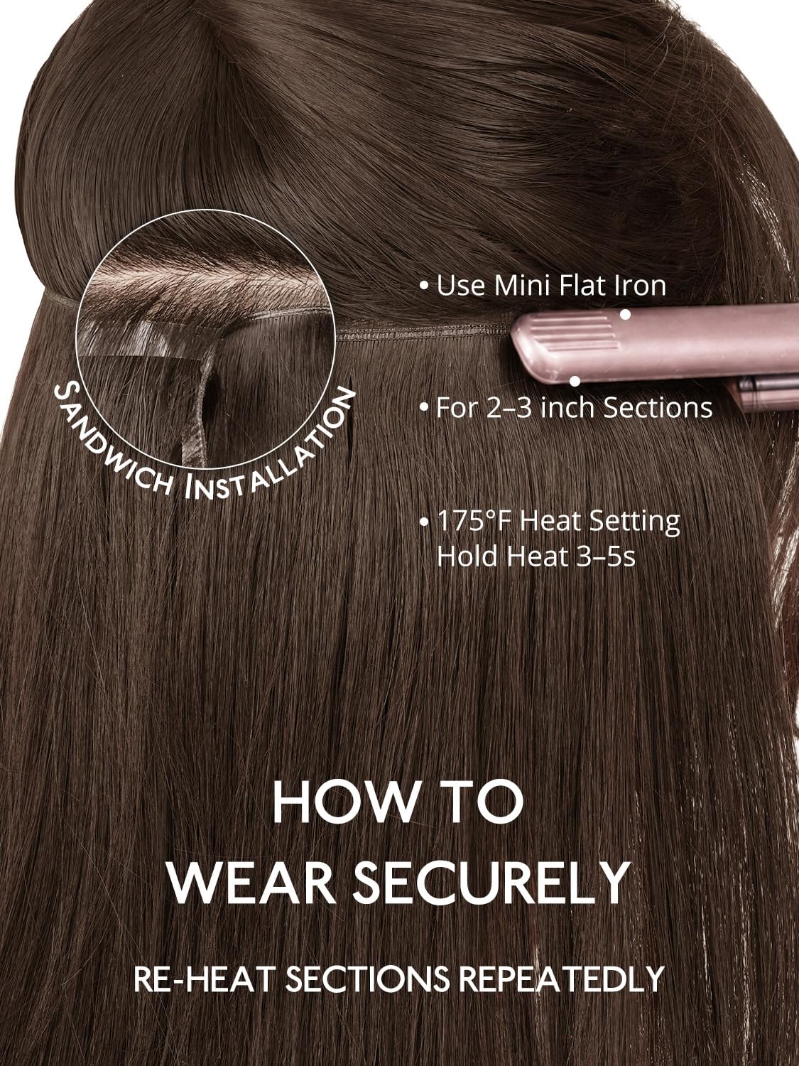 image:imageWENNALIFE Genius Weft Tape in Hair Extensions Human Hair 18 Inch 60g Natural Black Tape Ins Luxury Remy Hair Extensions Invisible Fuller Volume Reusable 10 Wide Weft5 Muted Light Brown Brunette