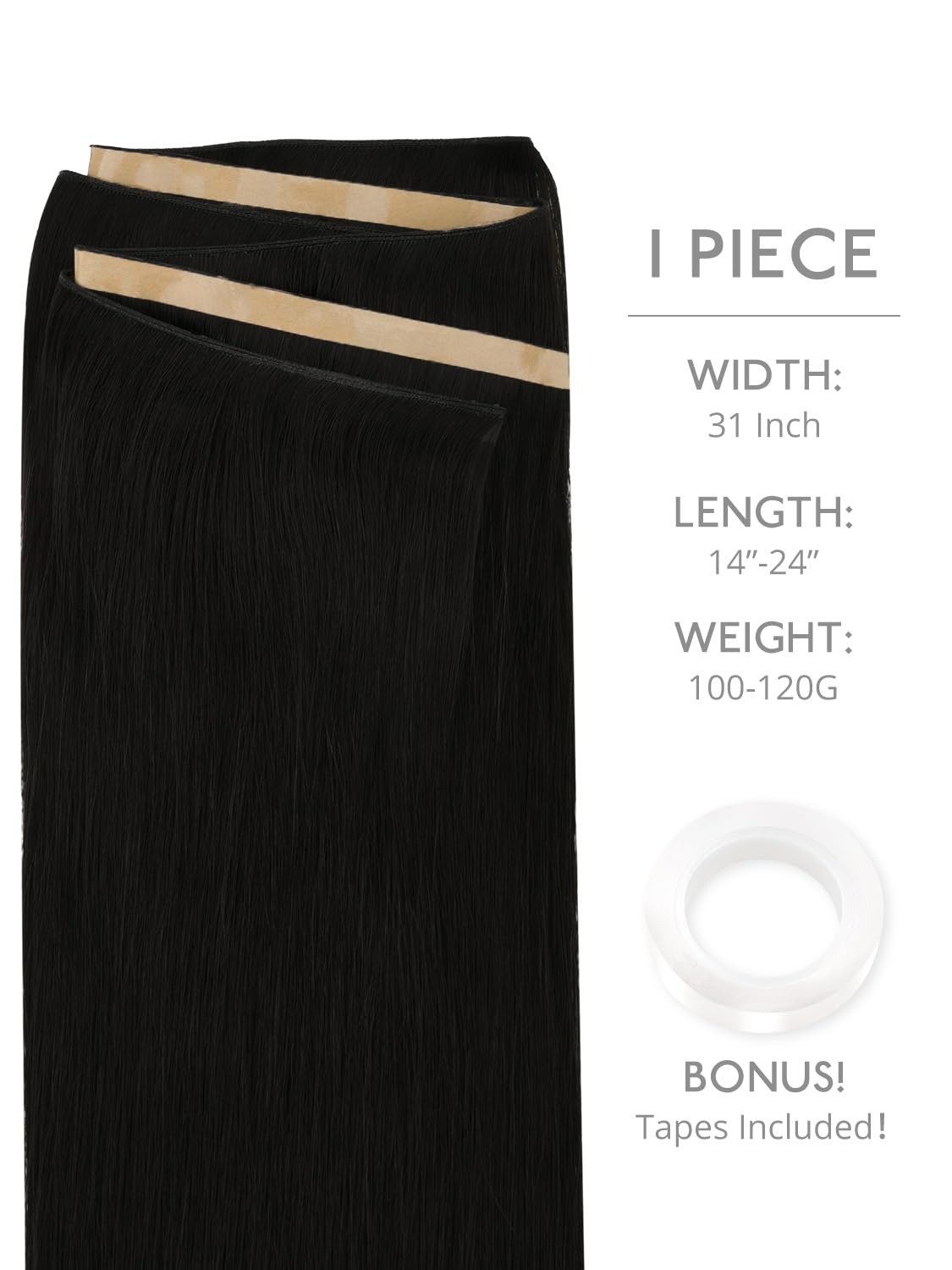 image:imageWENNALIFE Genius Weft Tape in Hair Extensions Human Hair 18 Inch 60g Natural Black Tape Ins Luxury Remy Hair Extensions Invisible Fuller Volume Reusable 10 Wide Weft1 Jet Black