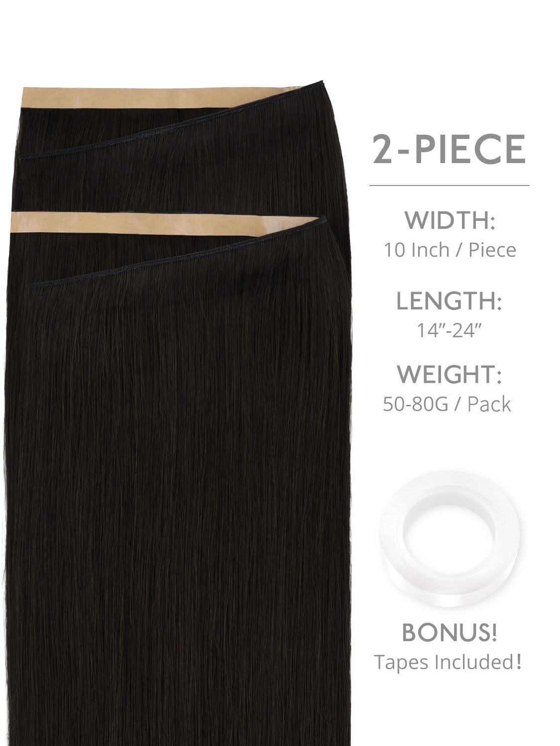 image:imageWENNALIFE Genius Weft Tape in Hair Extensions Human Hair 18 Inch 60g Natural Black Tape Ins Luxury Remy Hair Extensions Invisible Fuller Volume Reusable 10 Wide Weft1B Natural Black