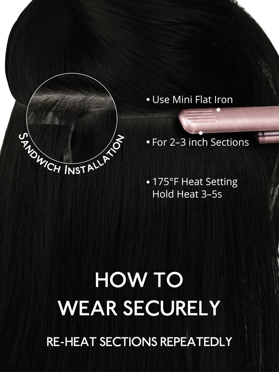 image:imageWENNALIFE Genius Weft Tape in Hair Extensions Human Hair 18 Inch 60g Natural Black Tape Ins Luxury Remy Hair Extensions Invisible Fuller Volume Reusable 10 Wide Weft1 Jet Black