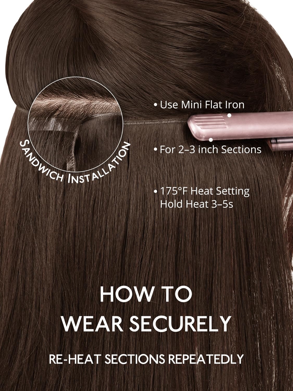 image:imageWENNALIFE Genius Weft Tape in Hair Extensions Human Hair 18 Inch 60g Natural Black Tape Ins Luxury Remy Hair Extensions Invisible Fuller Volume Reusable 10 Wide Weft4 Chocolate Brown