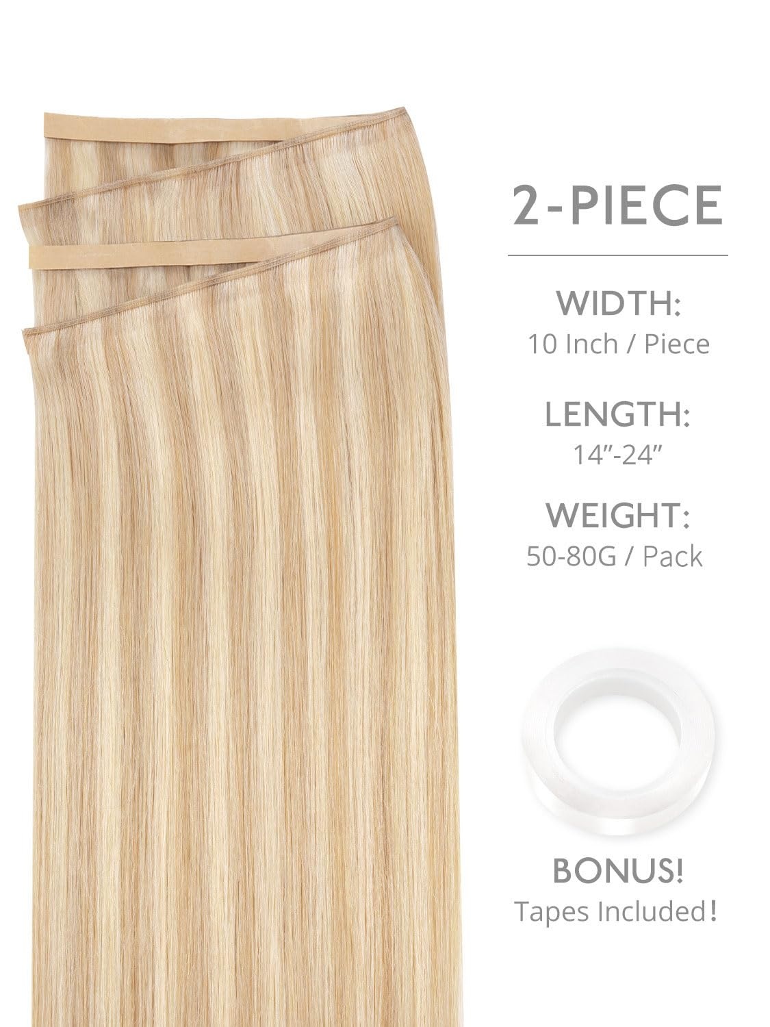 image:imageWENNALIFE Genius Weft Tape in Hair Extensions Human Hair 18 Inch 60g Natural Black Tape Ins Luxury Remy Hair Extensions Invisible Fuller Volume Reusable 10 Wide Weft18A613A Dirty Blonde Highlighted Bleach Blonde