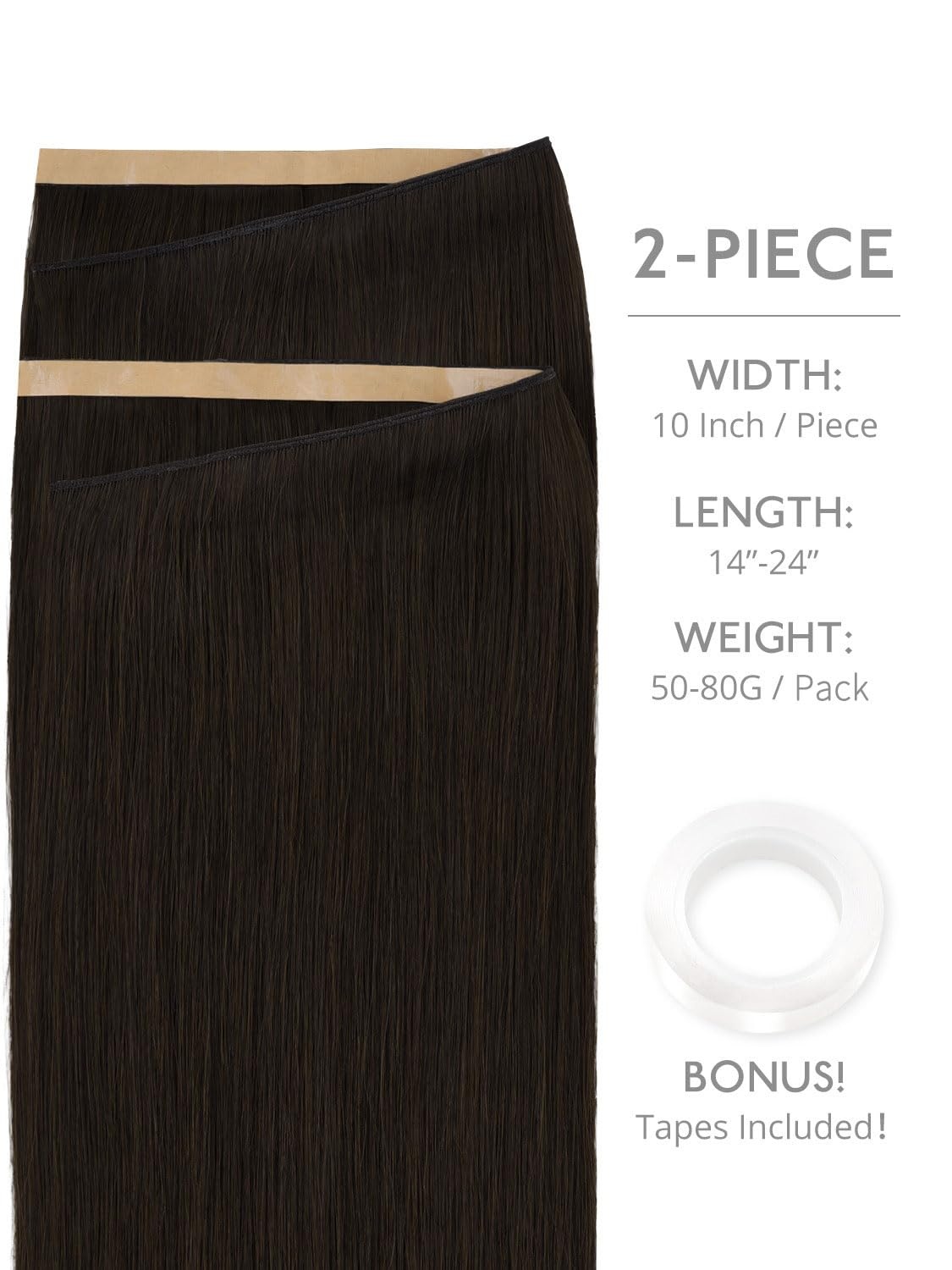 image:imageWENNALIFE Genius Weft Tape in Hair Extensions Human Hair 18 Inch 60g Natural Black Tape Ins Luxury Remy Hair Extensions Invisible Fuller Volume Reusable 10 Wide Weft2 Dark Brown