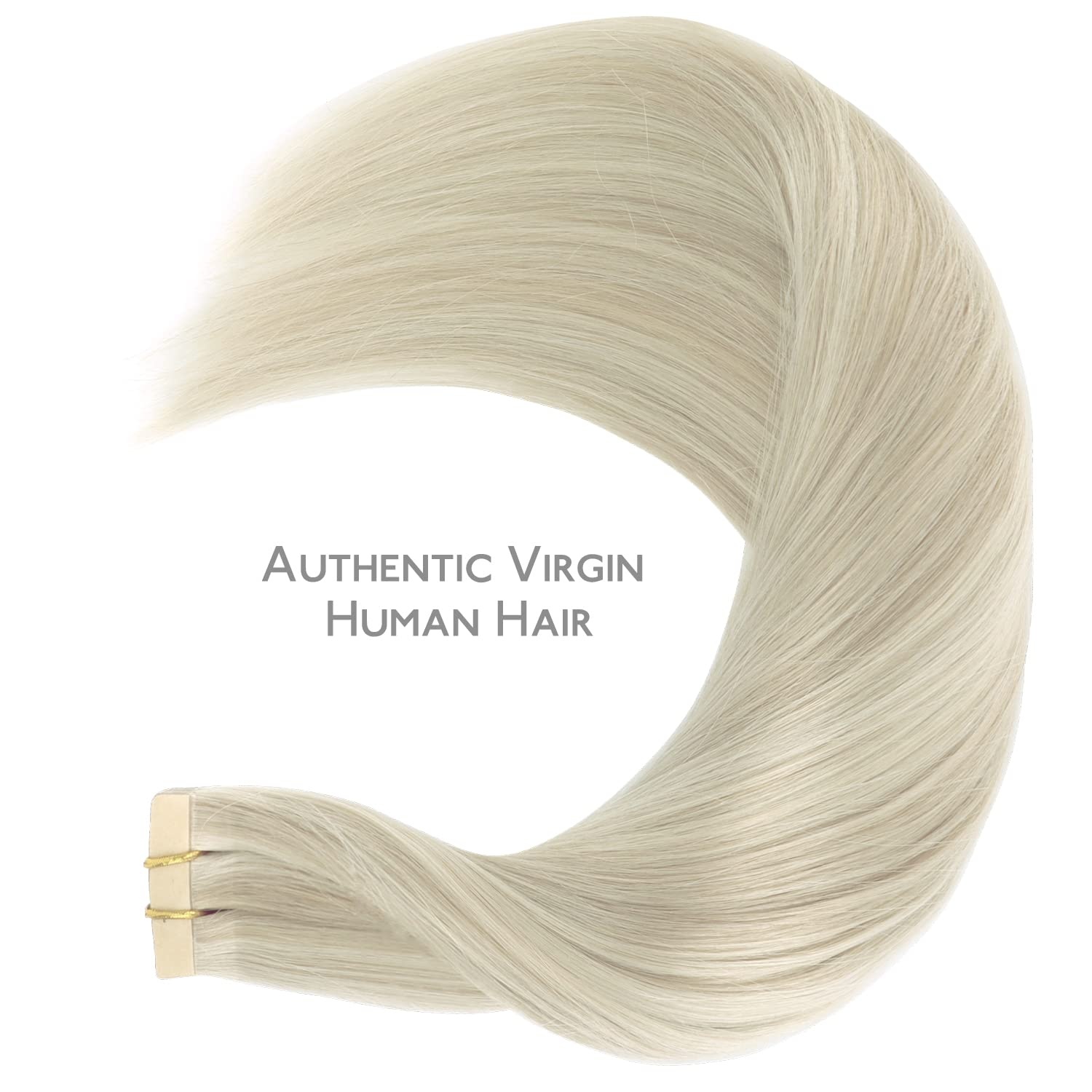 image:imageWENNALIFE Tape in Hair Extensions Human Hair 20pcs 50g 16 inch Ash Blonde Highlighted Platinum Blonde