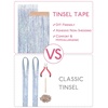 WENNALIFE Hair Tinsel Tape in Hair Extensions, Golden Brown 12PCS 24 Inch Invisible Tape in Extensions Quick Install Glitter Tinsel Hair Extensions Sparkle Fairy Party Hair Accessories for Women(#Silver)