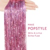 WENNALIFE Hair Tinsel Tape in Hair Extensions, Golden Brown 12PCS 24 Inch Invisible Tape in Extensions Quick Install Glitter Tinsel Hair Extensions Sparkle Fairy Party Hair Accessories for Women(T-#Pink)