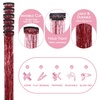 WENNALIFE Hair Tinsel Tape in Hair Extensions, Golden Brown 12PCS 24 Inch Invisible Tape in Extensions Quick Install Glitter Tinsel Hair Extensions Sparkle Fairy Party Hair Accessories for Women(C-#Red)