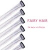 WENNALIFE Hair Tinsel Tape in Hair Extensions, Golden Brown 12PCS 24 Inch Invisible Tape in Extensions Quick Install Glitter Tinsel Hair Extensions Sparkle Fairy Party Hair Accessories for Women(C-#Silver)