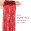 WENNALIFE Hair Tinsel Tape in Hair Extensions, Golden Brown 12PCS 24 Inch Invisible Tape in Extensions Quick Install Glitter Tinsel Hair Extensions Sparkle Fairy Party Hair Accessories for Women(T-#Red)