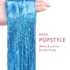 WENNALIFE Hair Tinsel Tape in Hair Extensions, Golden Brown 12PCS 24 Inch Invisible Tape in Extensions Quick Install Glitter Tinsel Hair Extensions Sparkle Fairy Party Hair Accessories for Women(T-#Sky Blue)