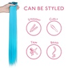 WENNALIFE Hair Tinsel Tape in Hair Extensions, Golden Brown 12PCS 24 Inch Invisible Tape in Extensions Quick Install Glitter Tinsel Hair Extensions Sparkle Fairy Party Hair Accessories for Women(12-#Sky Blue)