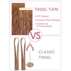 WENNALIFE Hair Tinsel Tape in Hair Extensions, Golden Brown 12PCS 24 Inch Invisible Tape in Extensions Quick Install Glitter Tinsel Hair Extensions Sparkle Fairy Party Hair Accessories for Women(#GoldenBrown)