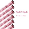 WENNALIFE Hair Tinsel Tape in Hair Extensions, Golden Brown 12PCS 24 Inch Invisible Tape in Extensions Quick Install Glitter Tinsel Hair Extensions Sparkle Fairy Party Hair Accessories for Women(C-#Red)