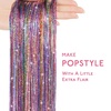 WENNALIFE Hair Tinsel Tape in Hair Extensions, Golden Brown 12PCS 24 Inch Invisible Tape in Extensions Quick Install Glitter Tinsel Hair Extensions Sparkle Fairy Party Hair Accessories for Women(T-#Rainbow)