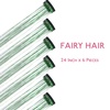 WENNALIFE Hair Tinsel Tape in Hair Extensions, Golden Brown 12PCS 24 Inch Invisible Tape in Extensions Quick Install Glitter Tinsel Hair Extensions Sparkle Fairy Party Hair Accessories for Women(C-#Green)