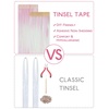 WENNALIFE Hair Tinsel Tape in Hair Extensions, Golden Brown 12PCS 24 Inch Invisible Tape in Extensions Quick Install Glitter Tinsel Hair Extensions Sparkle Fairy Party Hair Accessories for Women(#BrightWhite)