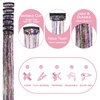 WENNALIFE Hair Tinsel Tape in Hair Extensions, Golden Brown 12PCS 24 Inch Invisible Tape in Extensions Quick Install Glitter Tinsel Hair Extensions Sparkle Fairy Party Hair Accessories for Women(C-#Rainbow)