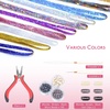 WENNALIFE Hair Tinsel Tape in Hair Extensions, Golden Brown 12PCS 24 Inch Invisible Tape in Extensions Quick Install Glitter Tinsel Hair Extensions Sparkle Fairy Party Hair Accessories for Women(T-#16 Color)