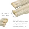 WENNALIFE Tape in Hair Extensions Human Hair, 20pcs 50g 16 inch Ash Blonde Highlighted Platinum Blonde