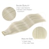 WENNALIFE Tape in Hair Extensions Human Hair, 20pcs 50g 16 inch Ash Blonde Highlighted Platinum Blonde
