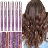 WENNALIFE Hair Tinsel Tape in Hair Extensions, Golden Brown 12PCS 24 Inch Invisible Tape in Extensions Quick Install Glitter Tinsel Hair Extensions Sparkle Fairy Party Hair Accessories for Women(T-#Rainbow)