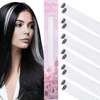 WENNALIFE Hair Tinsel Tape in Hair Extensions, Golden Brown 12PCS 24 Inch Invisible Tape in Extensions Quick Install Glitter Tinsel Hair Extensions Sparkle Fairy Party Hair Accessories for Women(12-#White)