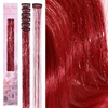 WENNALIFE Hair Tinsel Tape in Hair Extensions, Golden Brown 12PCS 24 Inch Invisible Tape in Extensions Quick Install Glitter Tinsel Hair Extensions Sparkle Fairy Party Hair Accessories for Women(C-#Red)