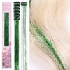 WENNALIFE Hair Tinsel Tape in Hair Extensions, Golden Brown 12PCS 24 Inch Invisible Tape in Extensions Quick Install Glitter Tinsel Hair Extensions Sparkle Fairy Party Hair Accessories for Women(C-#Green)