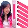 WENNALIFE Hair Tinsel Tape in Hair Extensions, Golden Brown 12PCS 24 Inch Invisible Tape in Extensions Quick Install Glitter Tinsel Hair Extensions Sparkle Fairy Party Hair Accessories for Women(12-#Hot Pink)