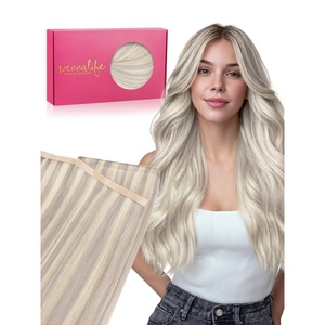 WENNALIFE Genius Weft Tape in Hair Extensions Human Hair 18 Inch 60g Natural Black Tape Ins Luxury Remy Hair Extensions Invisible Fuller Volume Reusable 10″ Wide Weft(#17A/60A Ash Blonde Highlighted Platinum Blonde)