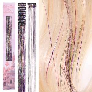 WENNALIFE Hair Tinsel Tape in Hair Extensions, Golden Brown 12PCS 24 Inch Invisible Tape in Extensions Quick Install Glitter Tinsel Hair Extensions Sparkle Fairy Party Hair Accessories for Women(C-#Rainbow)
