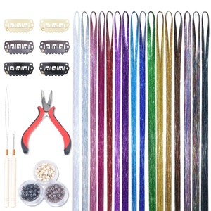 WENNALIFE Hair Tinsel Tape in Hair Extensions, Golden Brown 12PCS 24 Inch Invisible Tape in Extensions Quick Install Glitter Tinsel Hair Extensions Sparkle Fairy Party Hair Accessories for Women(T-#16 Color)