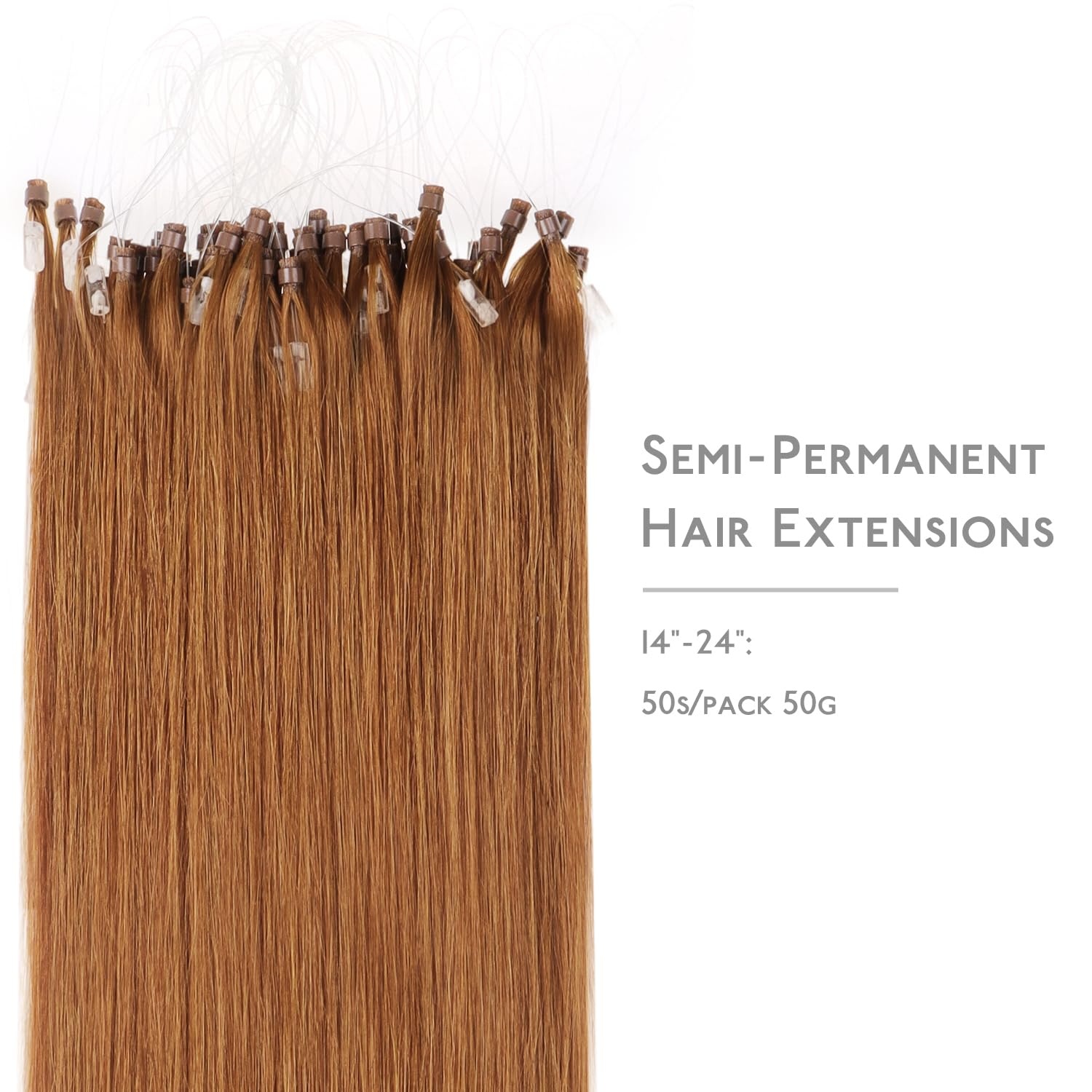 image:imageWENNALIFE Microlink Hair Extensions Human Hair 50g 50s 18 Inch Auburn Ginger Remy Micro Bead Hair Extensions Real Human Hair Micro Link Micro Loop Micro Ring Hair Extensions Straight Microlinks