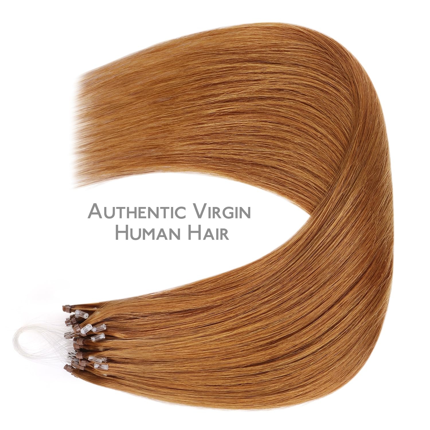 image:imageWENNALIFE Microlink Hair Extensions Human Hair 50g 50s 18 Inch Auburn Ginger Remy Micro Bead Hair Extensions Real Human Hair Micro Link Micro Loop Micro Ring Hair Extensions Straight Microlinks