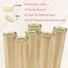 WENNALIFE Light Blonde Highlighted Golden Blonde Clip in Hair Extensions Real Human Hair 35g 6pcs 22 Inch Colored Hair Extensions for Kids Women Colorful Hair Pieces Pop-up Style Straight Extensiones