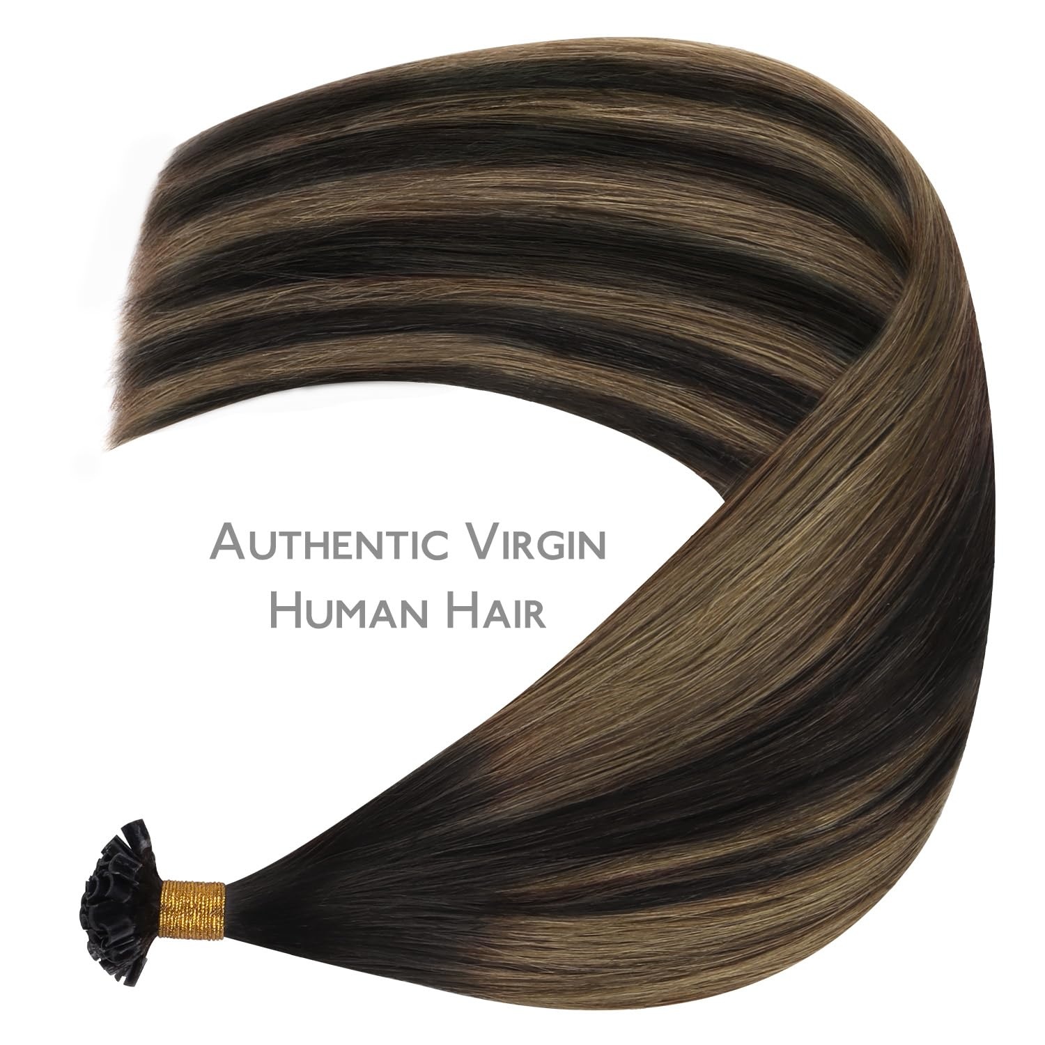 image:imageWENNALlFE Mini Flat Tip Hair Extensions Human Hair 50g 60s 16 Inch Light Blonde Highlighted Golden Blonde Remy Hair K Tip Hair Extensions Seamless Keratin Extensions De CabelloU1B61B Balayage Natural Black to Chestnut Brown