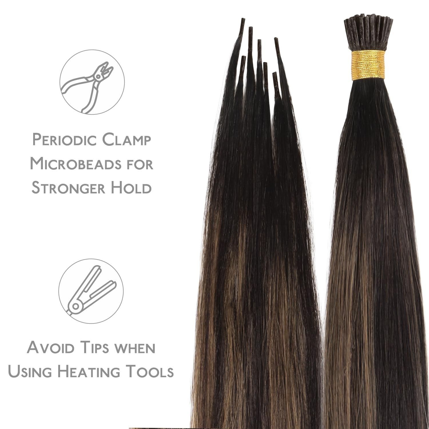 image:imageWENNALlFE Mini Flat Tip Hair Extensions Human Hair 50g 60s 16 Inch Light Blonde Highlighted Golden Blonde Remy Hair K Tip Hair Extensions Seamless Keratin Extensions De CabelloI262 Balayage Dark Brown Mixed Chestnut Brown