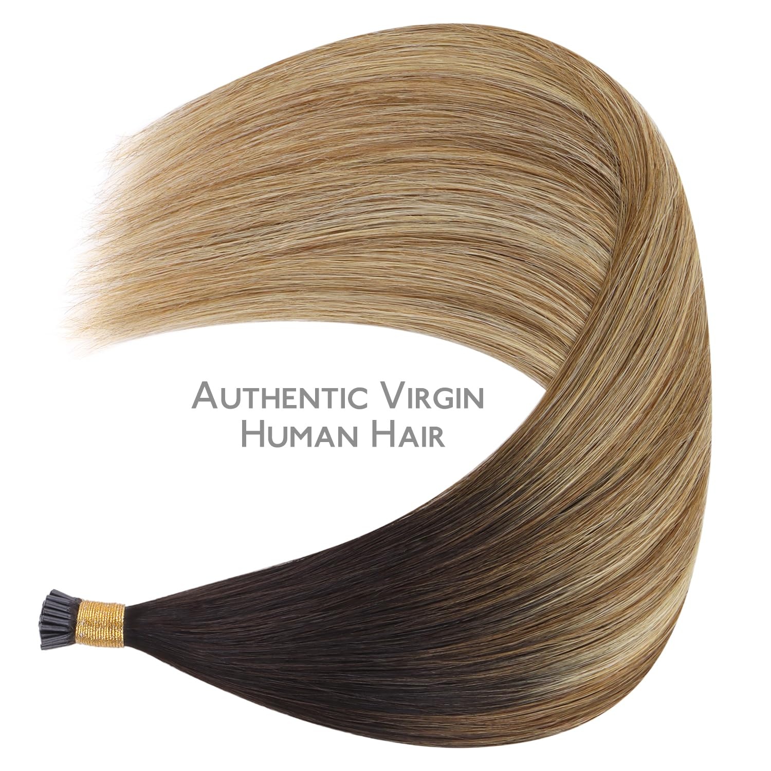 image:imageWENNALlFE Mini Flat Tip Hair Extensions Human Hair 50g 60s 16 Inch Light Blonde Highlighted Golden Blonde Remy Hair K Tip Hair Extensions Seamless Keratin Extensions De CabelloI2618 Dark Brown to Chestnut Brown and Dirty Blonde Highlighted