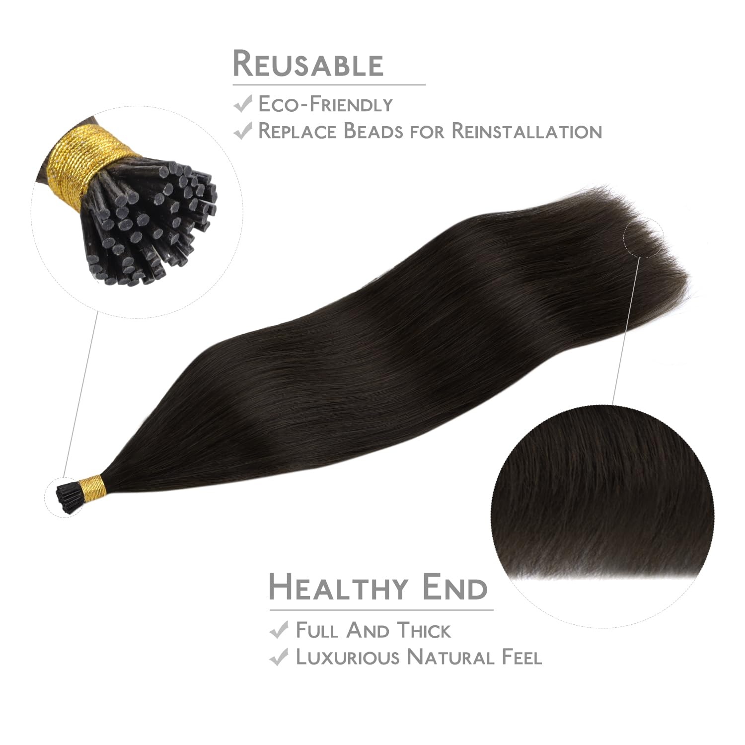image:imageWENNALlFE Mini Flat Tip Hair Extensions Human Hair 50g 60s 16 Inch Light Blonde Highlighted Golden Blonde Remy Hair K Tip Hair Extensions Seamless Keratin Extensions De CabelloI2 Dark Brown