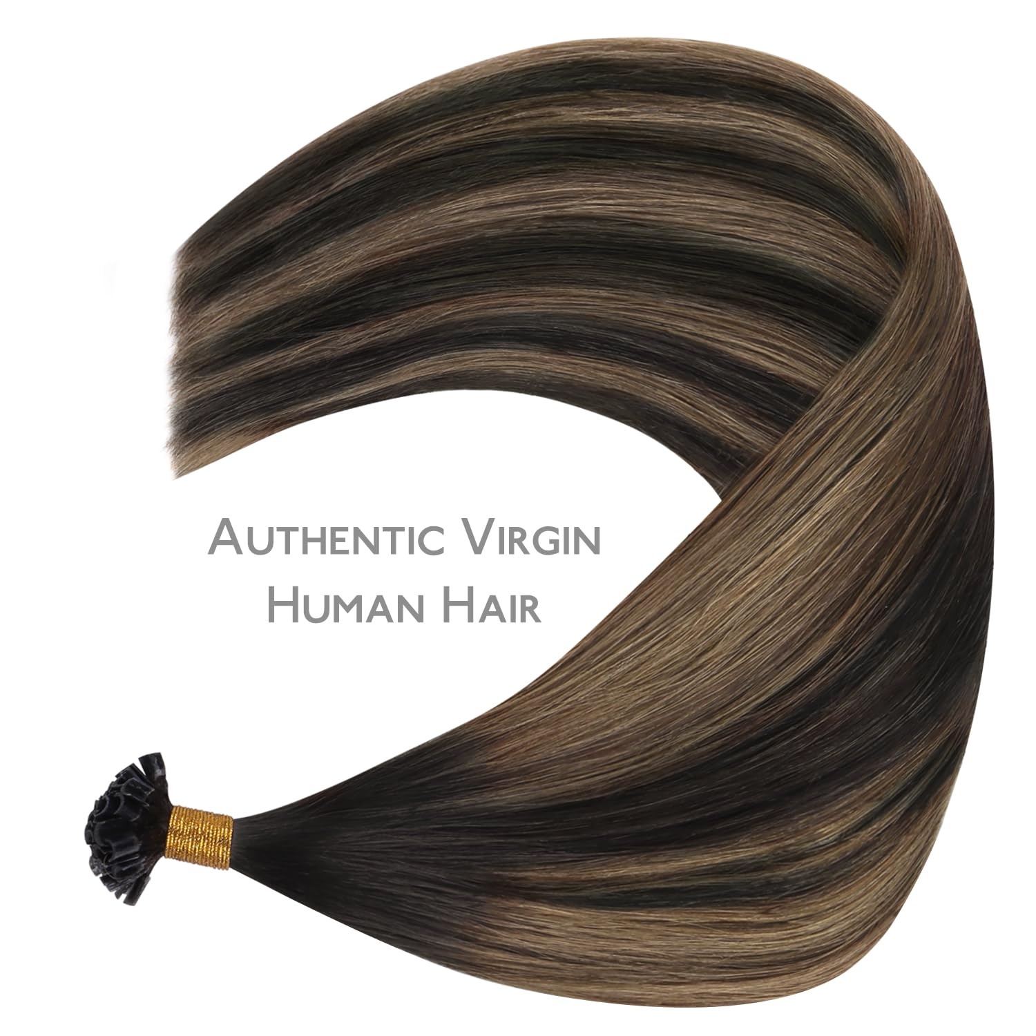 image:imageWENNALlFE Mini Flat Tip Hair Extensions Human Hair 50g 60s 16 Inch Light Blonde Highlighted Golden Blonde Remy Hair K Tip Hair Extensions Seamless Keratin Extensions De CabelloU262 Balayage Dark Brown Mixed Chestnut Brown