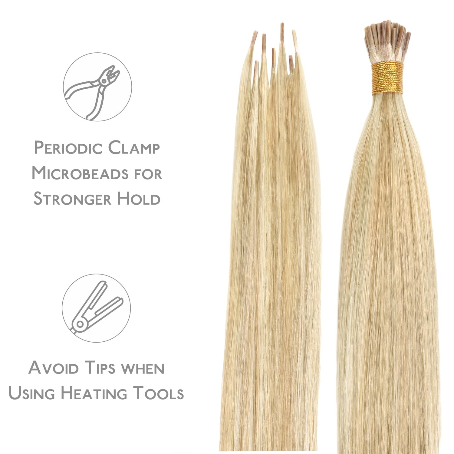 image:imageWENNALlFE Mini Flat Tip Hair Extensions Human Hair 50g 60s 16 Inch Light Blonde Highlighted Golden Blonde Remy Hair K Tip Hair Extensions Seamless Keratin Extensions De CabelloI1622 Light Blonde Highlighted Golden Blonde