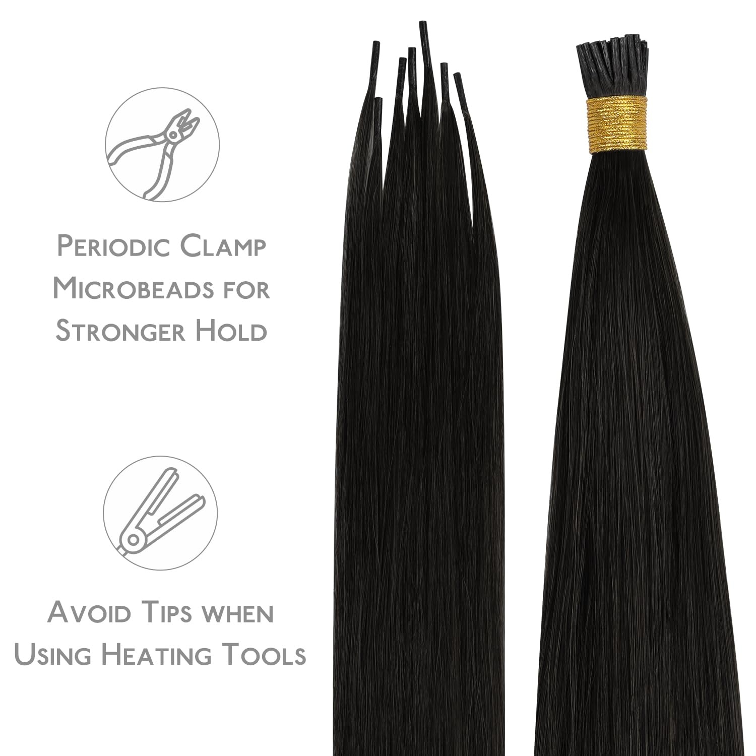 image:imageWENNALlFE Mini Flat Tip Hair Extensions Human Hair 50g 60s 16 Inch Light Blonde Highlighted Golden Blonde Remy Hair K Tip Hair Extensions Seamless Keratin Extensions De CabelloI1B Natural Black