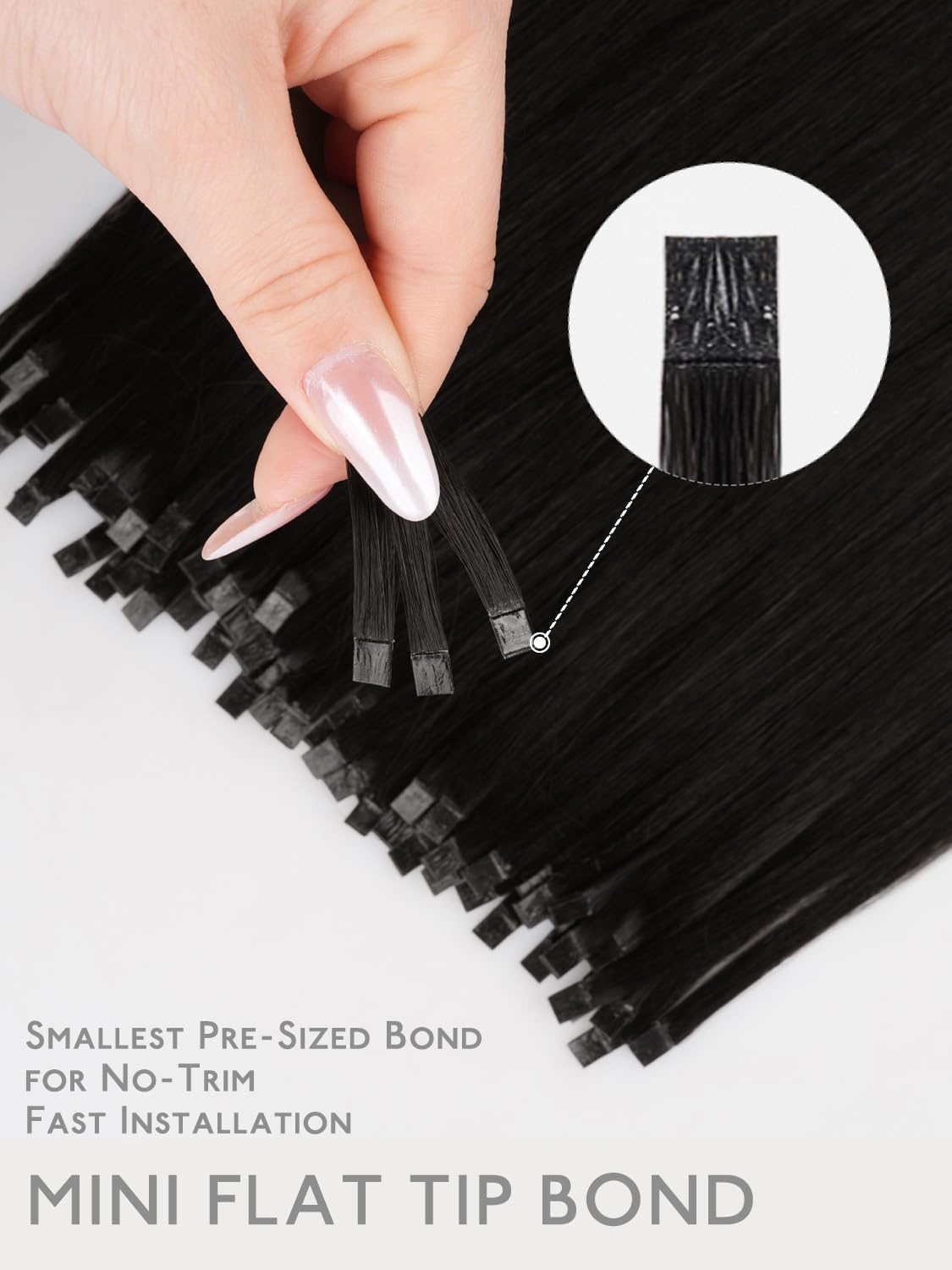 image:imageWENNALlFE Mini Flat Tip Hair Extensions Human Hair 50g 60s 16 Inch Light Blonde Highlighted Golden Blonde Remy Hair K Tip Hair Extensions Seamless Keratin Extensions De CabelloF1 Jet Black
