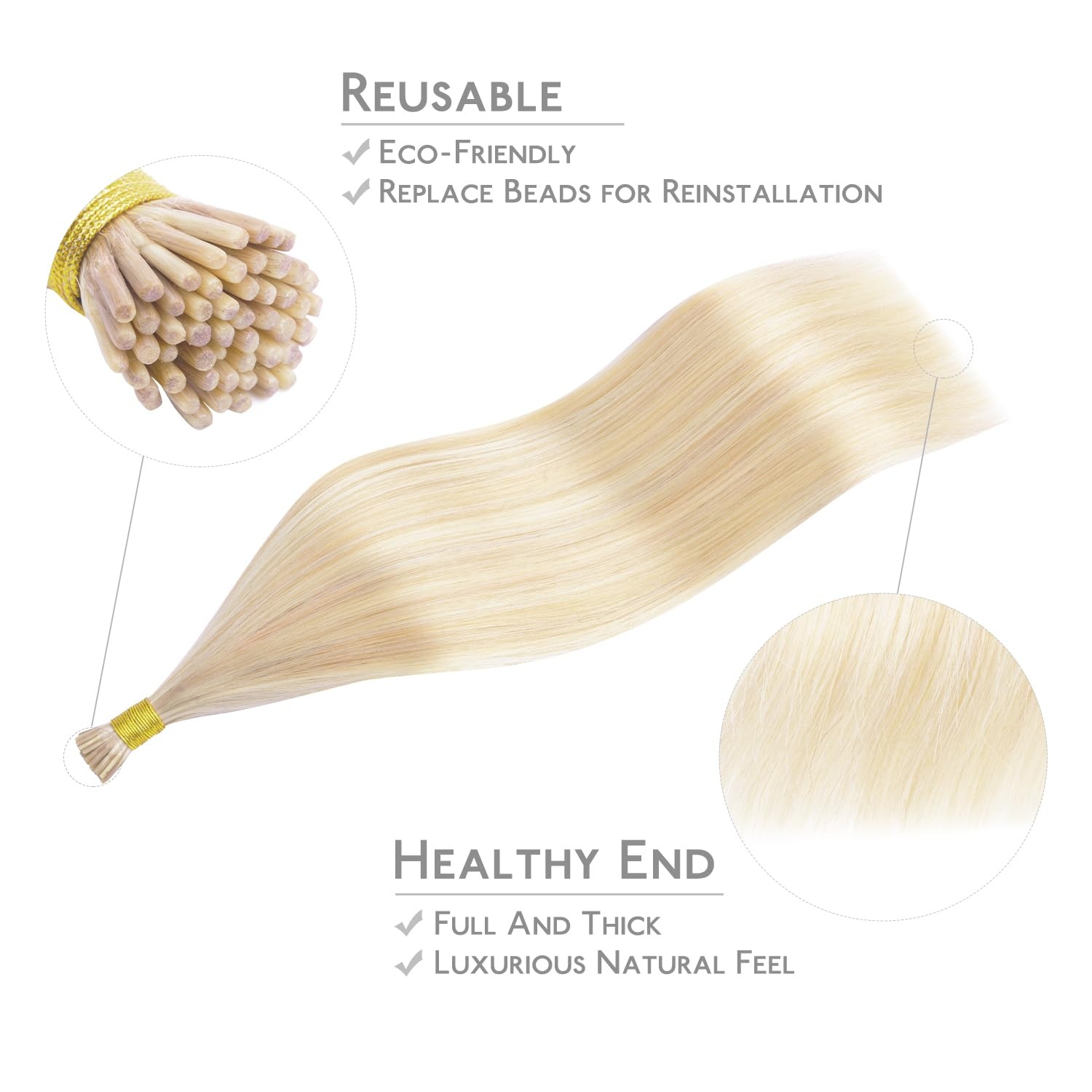 image:imageWENNALlFE Mini Flat Tip Hair Extensions Human Hair 50g 60s 16 Inch Light Blonde Highlighted Golden Blonde Remy Hair K Tip Hair Extensions Seamless Keratin Extensions De CabelloI18F60A Balayage Light Wheat Platinum Blonde
