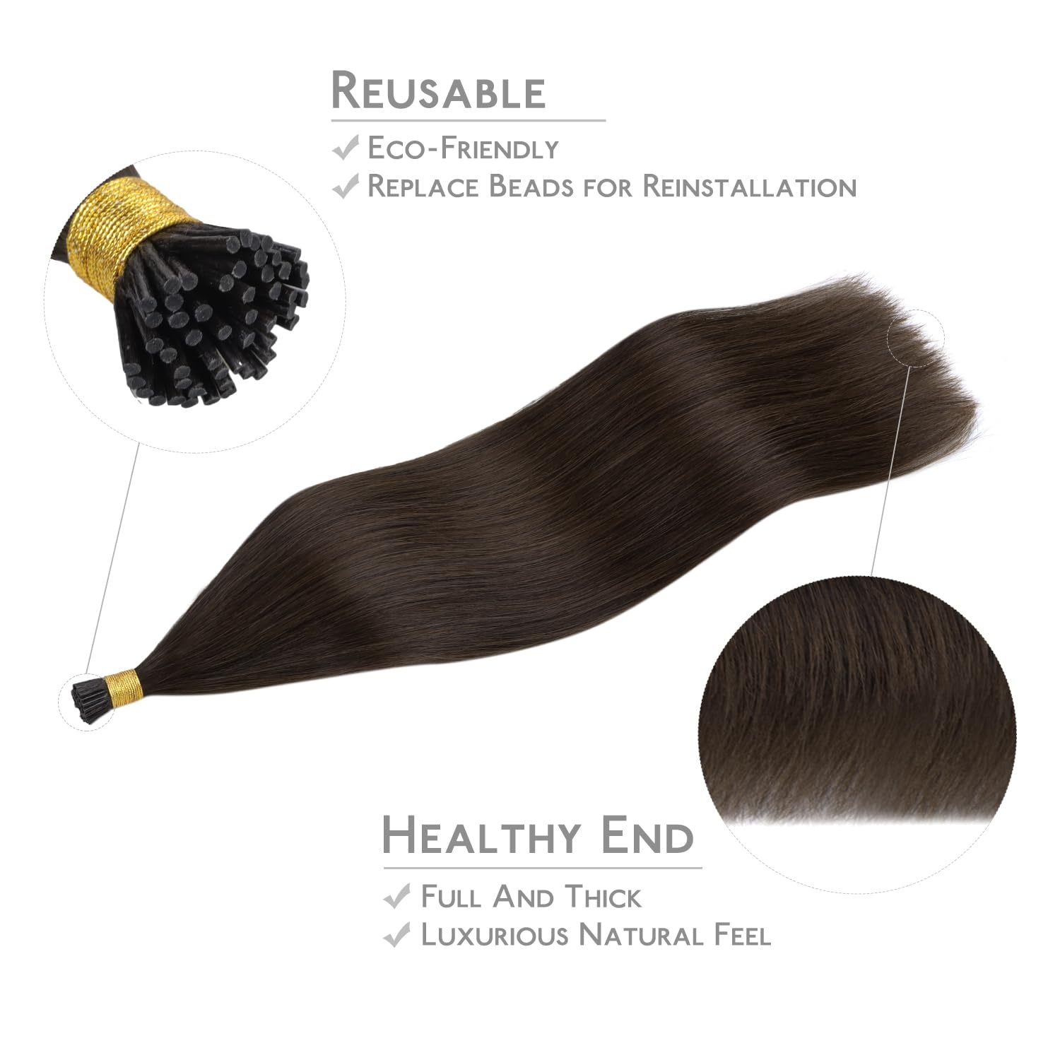 image:imageWENNALlFE Mini Flat Tip Hair Extensions Human Hair 50g 60s 16 Inch Light Blonde Highlighted Golden Blonde Remy Hair K Tip Hair Extensions Seamless Keratin Extensions De CabelloI2A Light Dark Brown