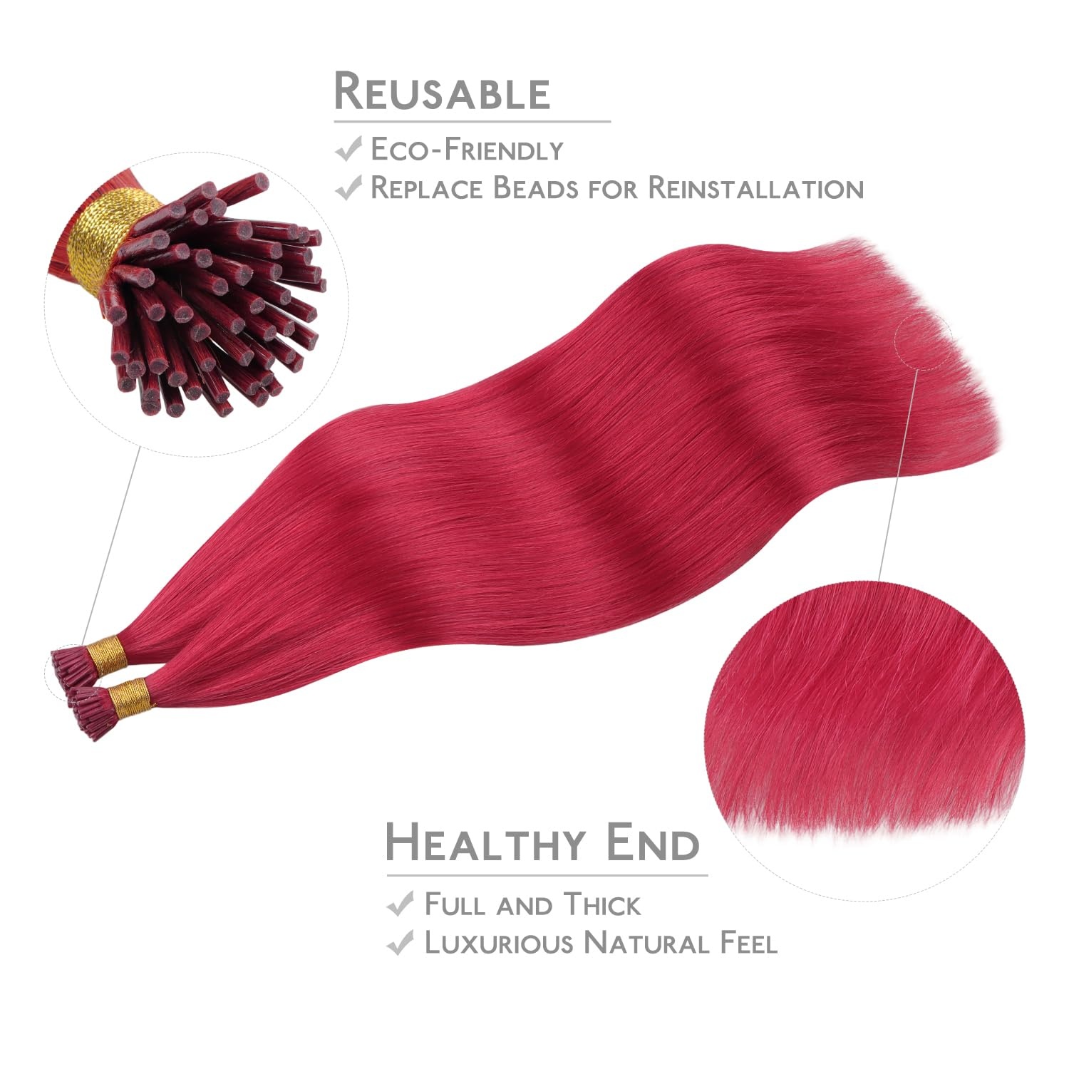 image:imageWENNALlFE Mini Flat Tip Hair Extensions Human Hair 50g 60s 16 Inch Light Blonde Highlighted Golden Blonde Remy Hair K Tip Hair Extensions Seamless Keratin Extensions De CabelloIRed