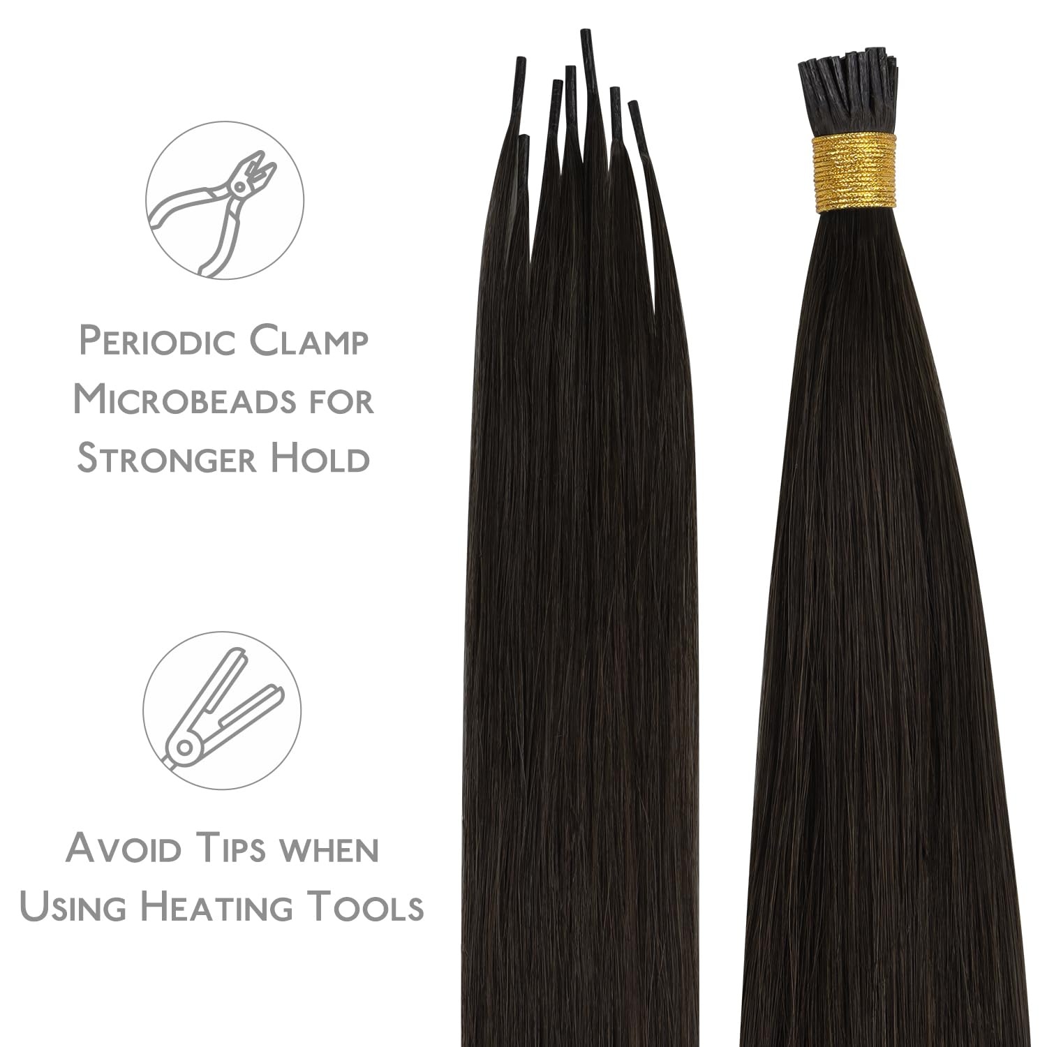 image:imageWENNALlFE Mini Flat Tip Hair Extensions Human Hair 50g 60s 16 Inch Light Blonde Highlighted Golden Blonde Remy Hair K Tip Hair Extensions Seamless Keratin Extensions De CabelloI2 Dark Brown