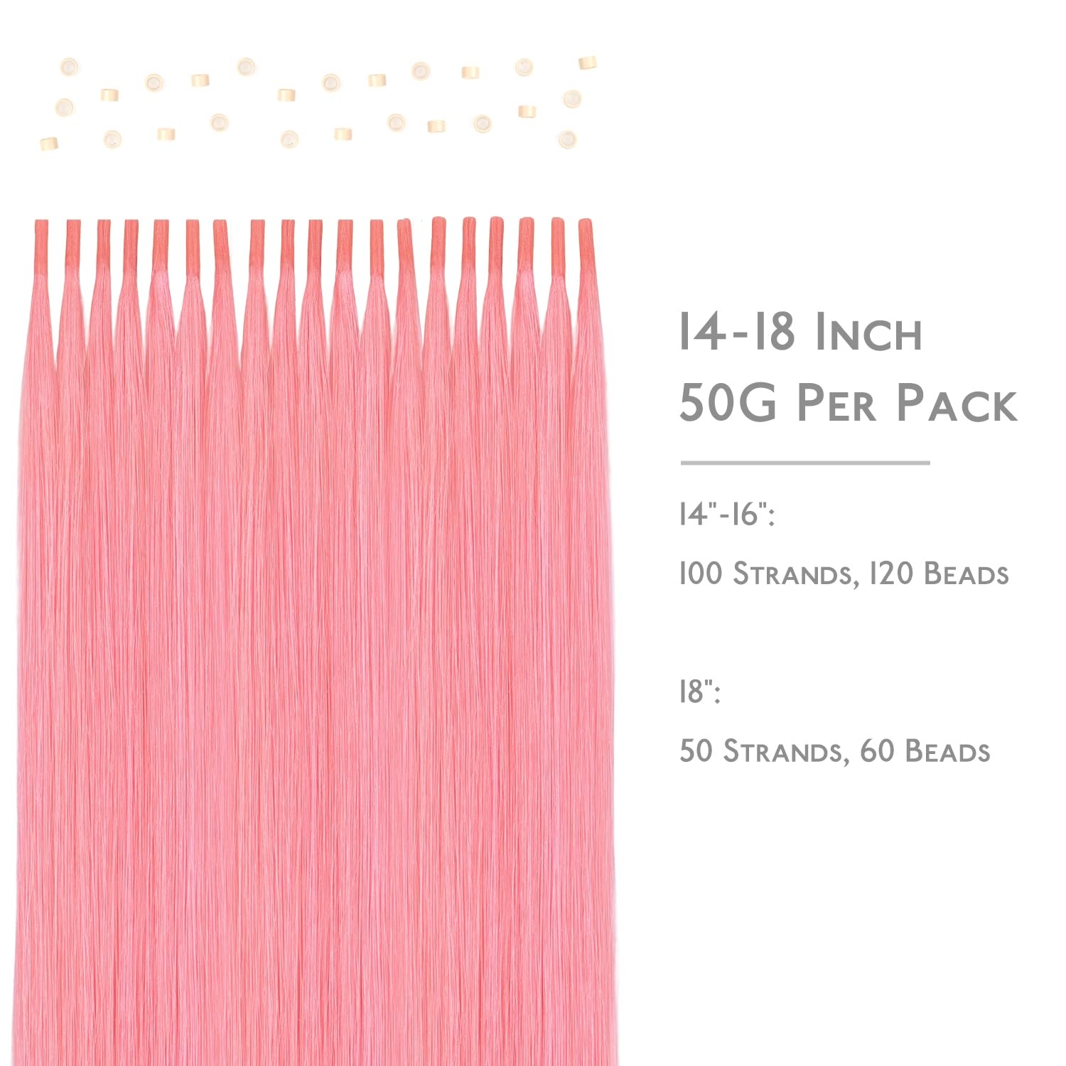 image:imageWENNALlFE Mini Flat Tip Hair Extensions Human Hair 50g 60s 16 Inch Light Blonde Highlighted Golden Blonde Remy Hair K Tip Hair Extensions Seamless Keratin Extensions De CabelloIPeach Pink