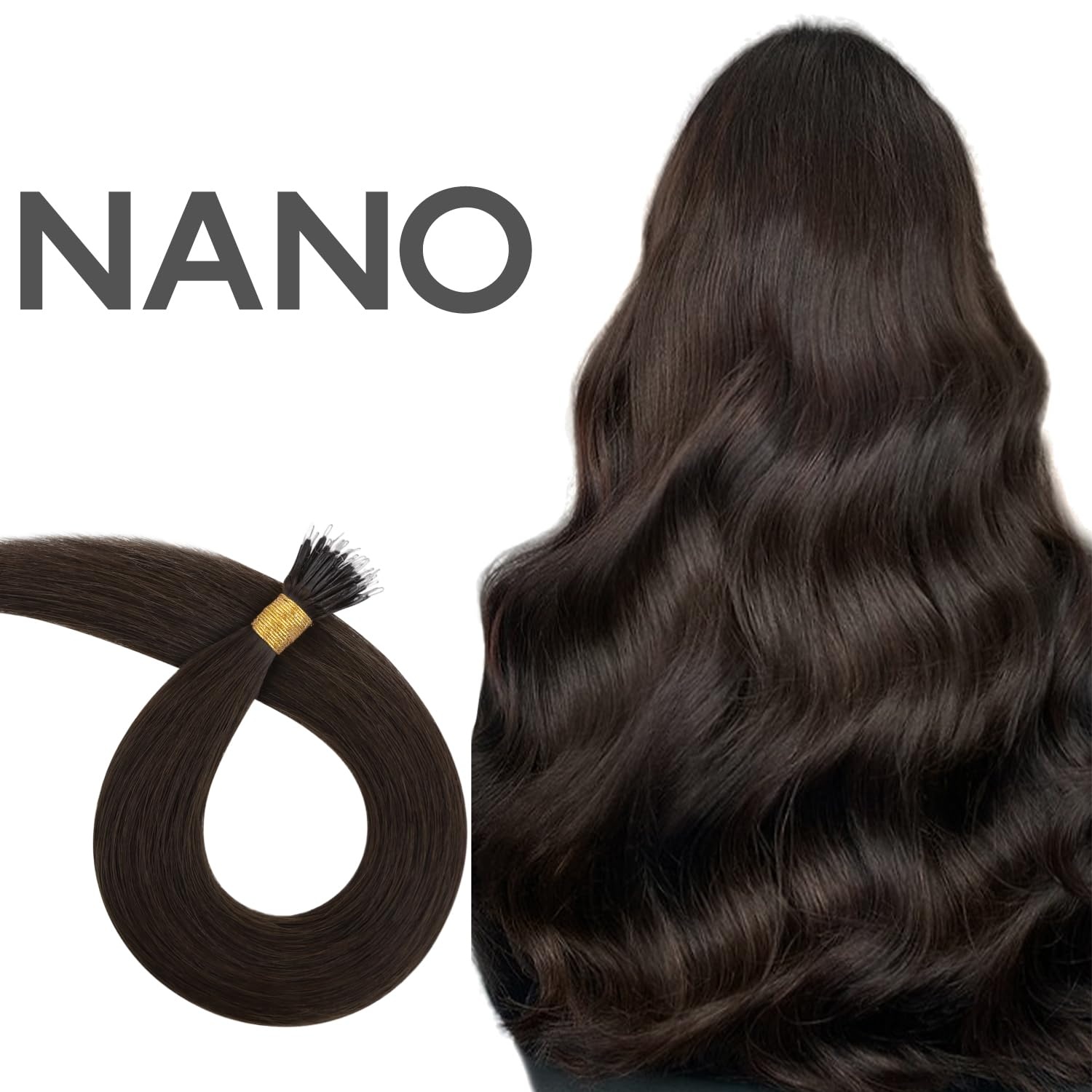 image:imageWENNALlFE Mini Flat Tip Hair Extensions Human Hair 50g 60s 16 Inch Light Blonde Highlighted Golden Blonde Remy Hair K Tip Hair Extensions Seamless Keratin Extensions De CabelloN2A Light Dark Brown
