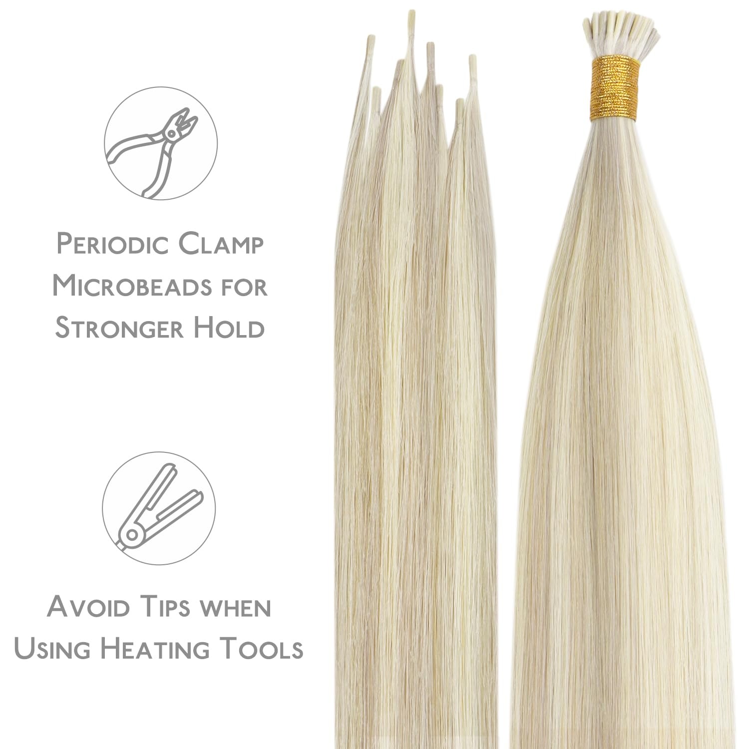 image:imageWENNALlFE Mini Flat Tip Hair Extensions Human Hair 50g 60s 16 Inch Light Blonde Highlighted Golden Blonde Remy Hair K Tip Hair Extensions Seamless Keratin Extensions De CabelloI17A60A Ash Blonde Highlighted Platinum Blonde